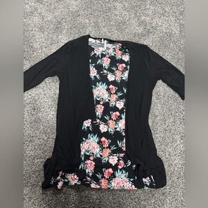 Floral Black Cardigan and Dress Set